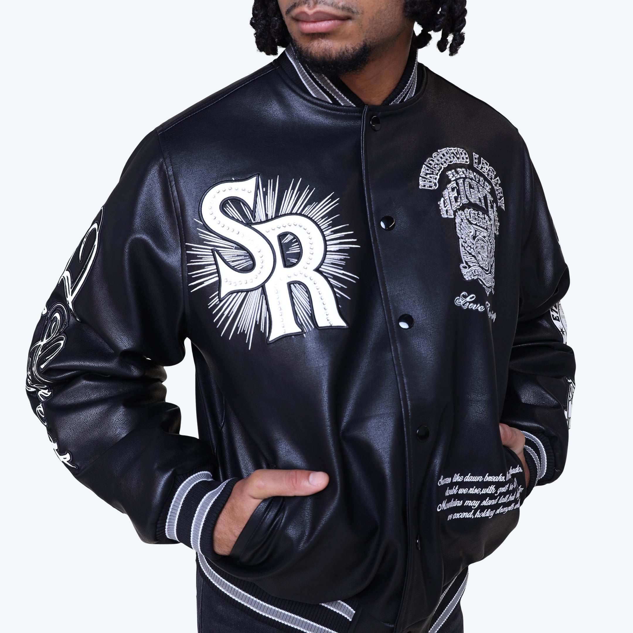 Legacy Vegan Leather Varsity Jacket - Black