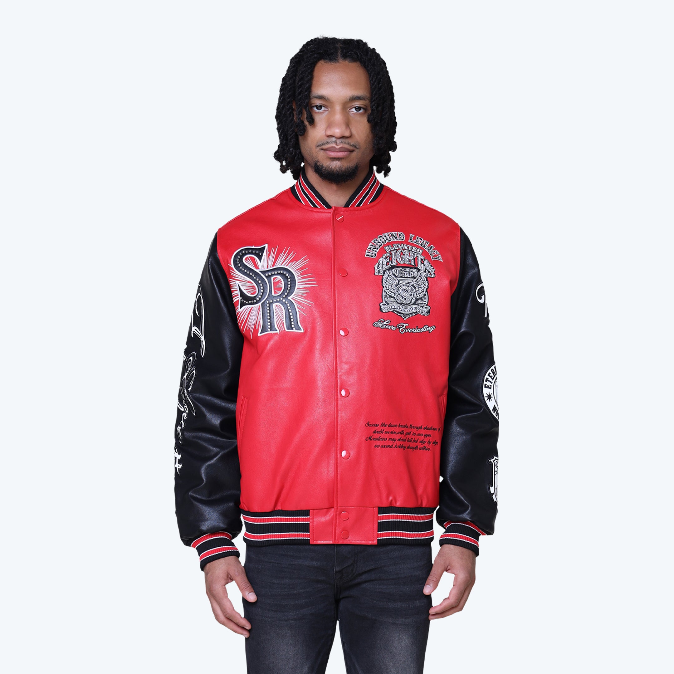 Legacy Vegan Leather Varsity Jacket - True Red