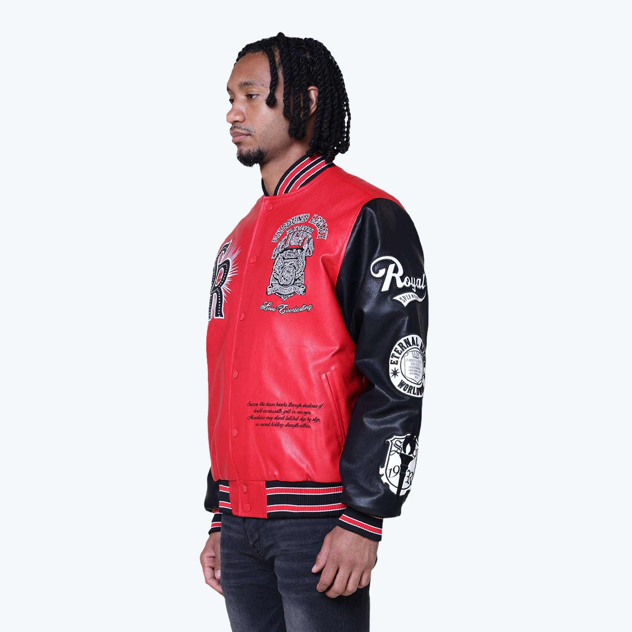 Legacy Vegan Leather Varsity Jacket - True Red