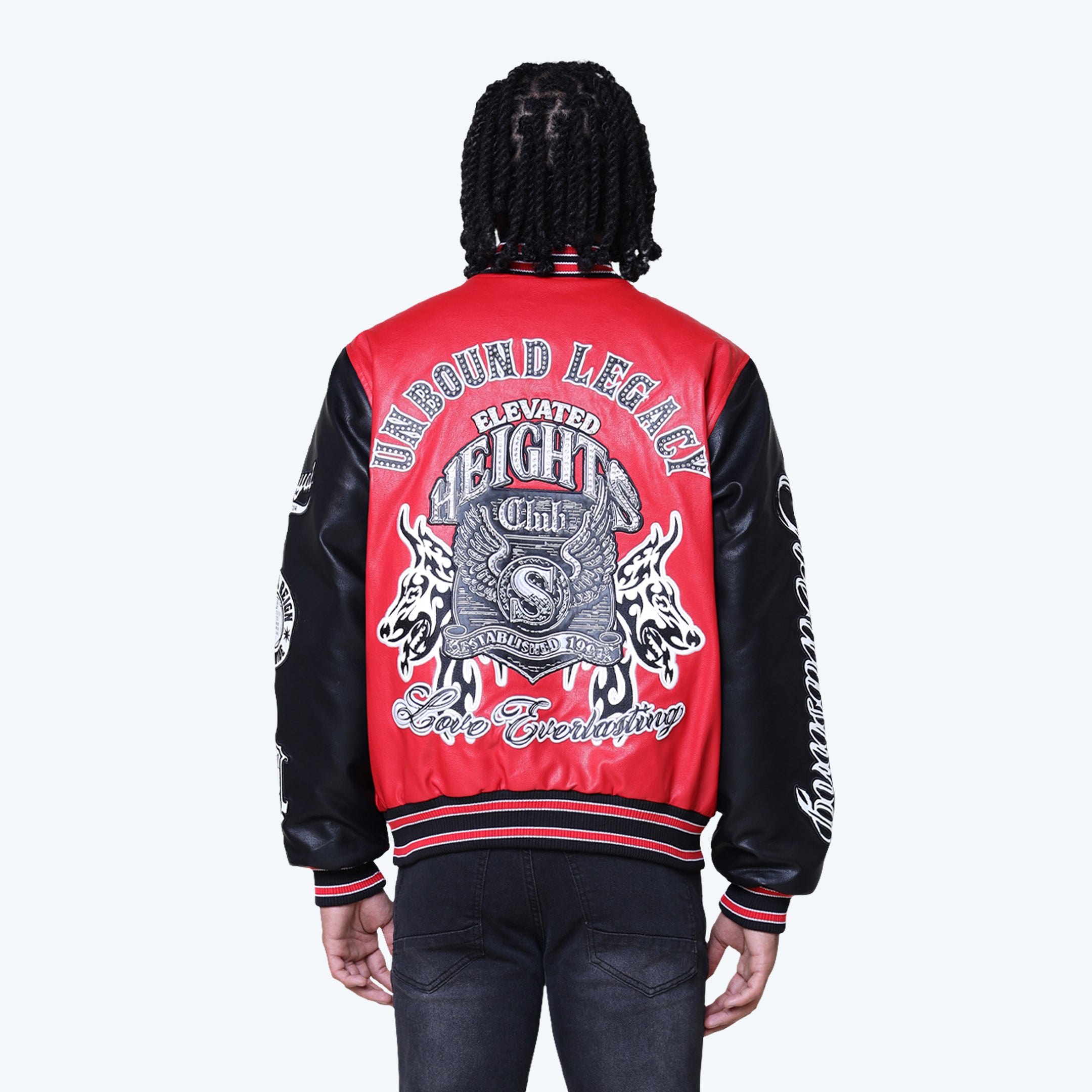 Legacy Vegan Leather Varsity Jacket - True Red