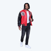 Legacy Vegan Leather Varsity Jacket - True Red