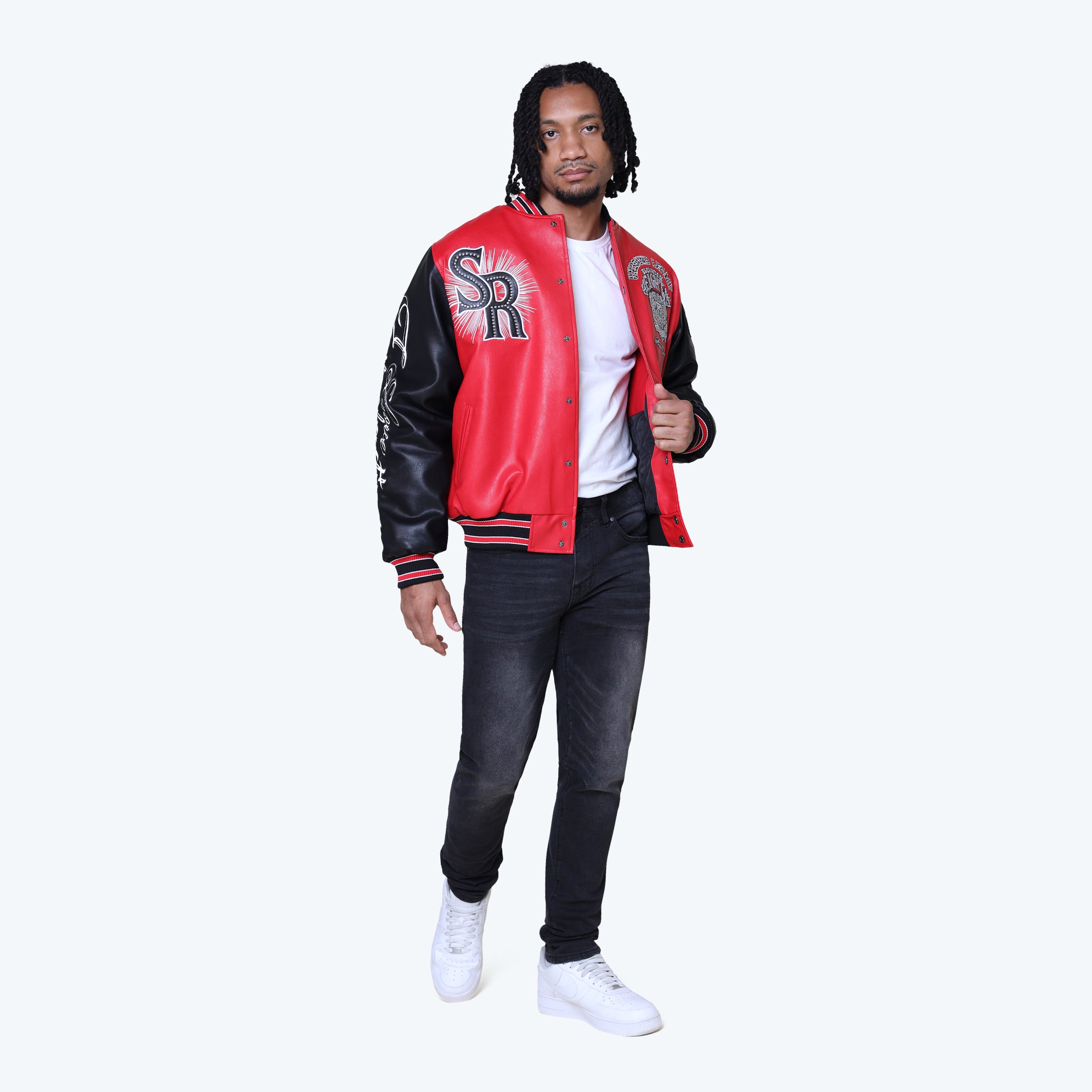 Legacy Vegan Leather Varsity Jacket - True Red