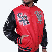 Legacy Vegan Leather Varsity Jacket - True Red