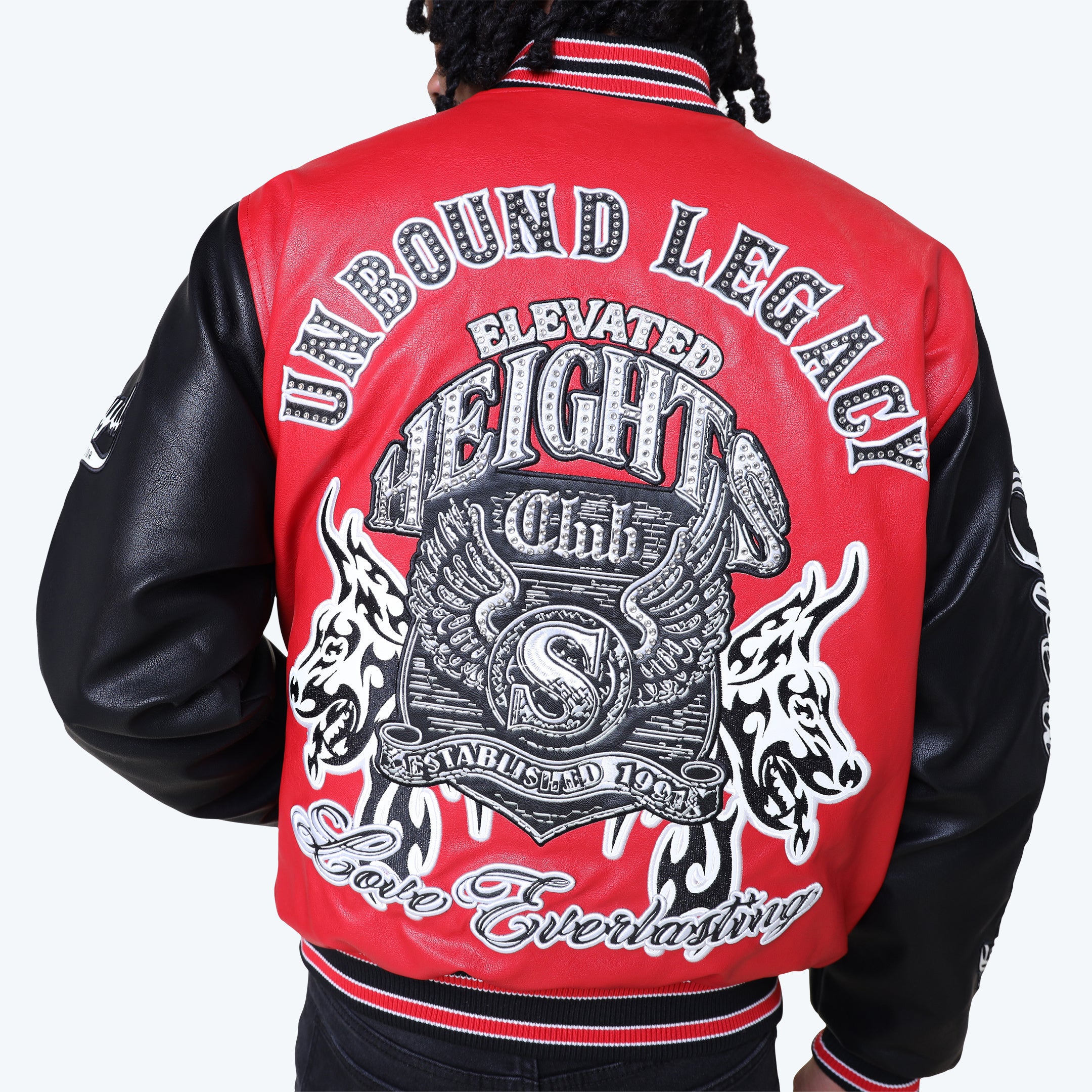 Legacy Vegan Leather Varsity Jacket - True Red