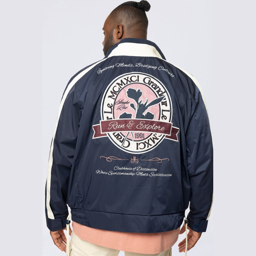 Smoke Rise Big and Tall Big and Tall - Colorblock Windbreaker Jacket - Navy