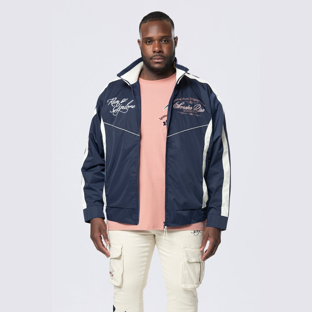 Smoke Rise Big and Tall Big and Tall - Colorblock Windbreaker Jacket - Navy