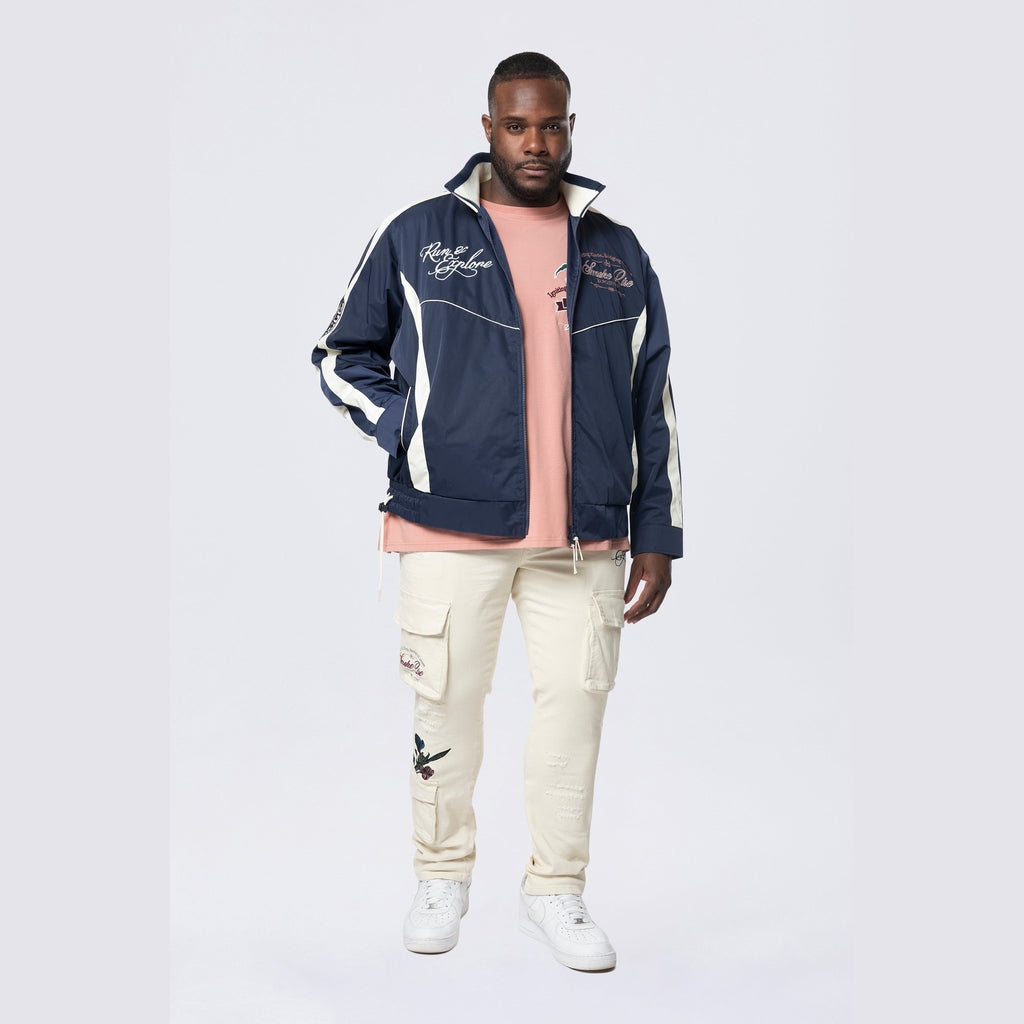 Smoke Rise Big and Tall Big and Tall - Colorblock Windbreaker Jacket - Navy