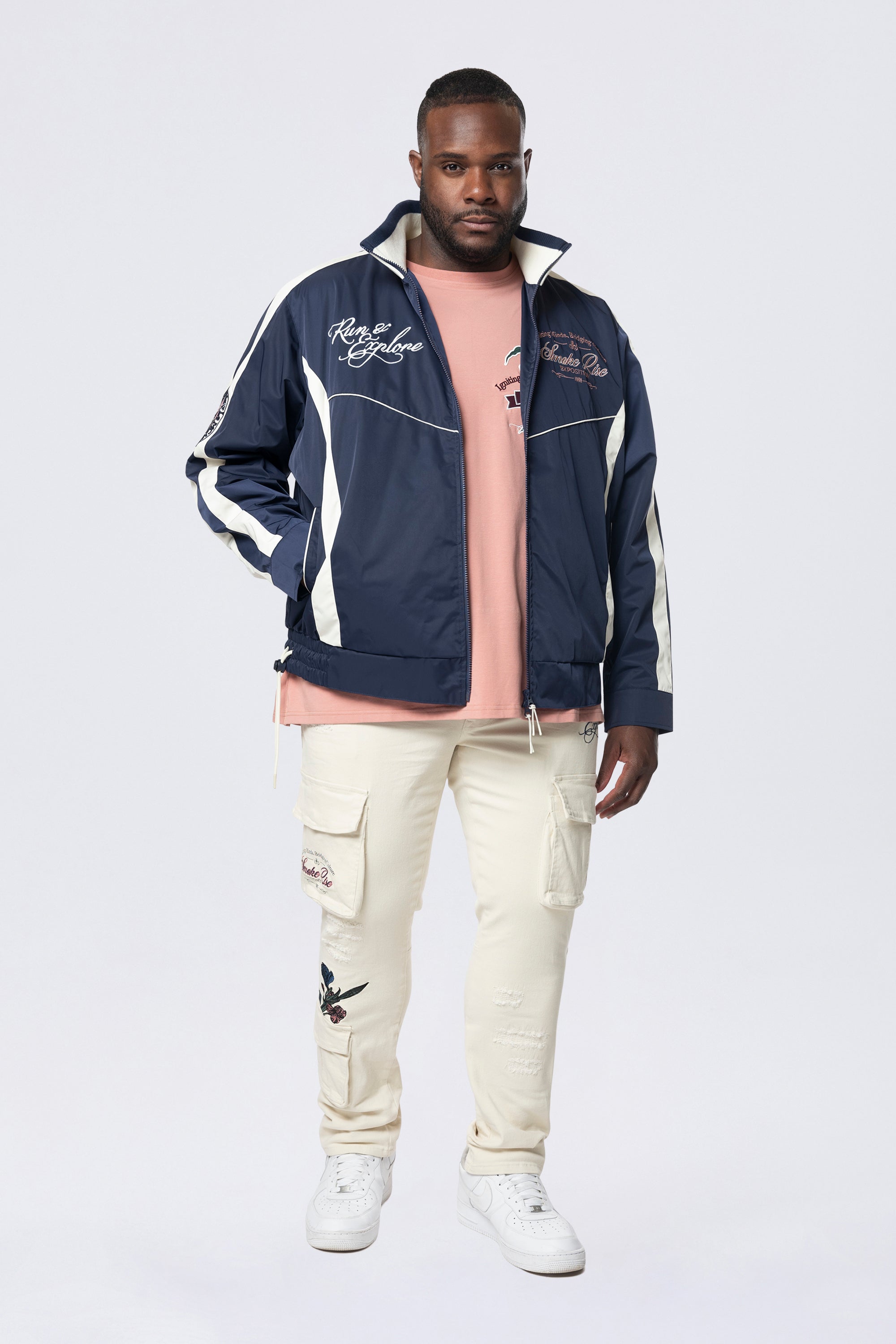 Big and Tall - Colorblock Windbreaker Jacket - Navy