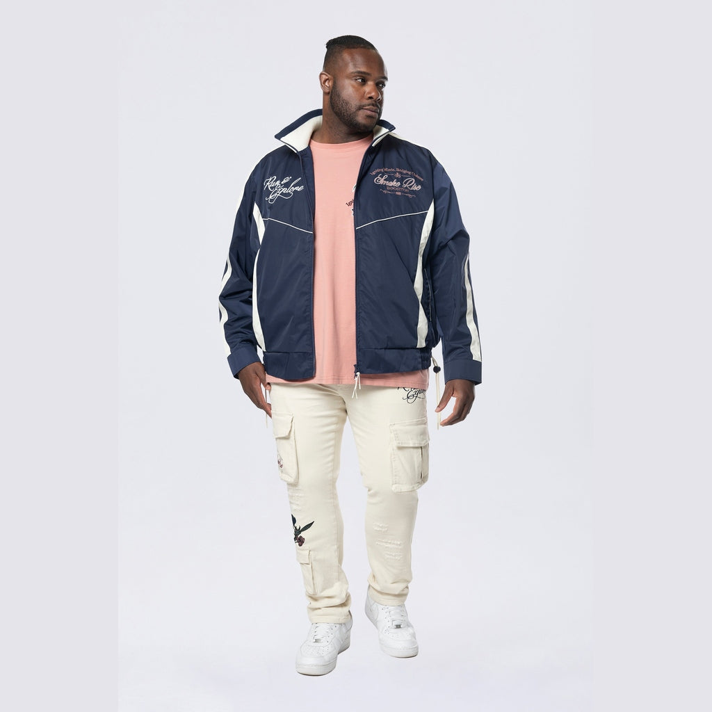 Smoke Rise Big and Tall Big and Tall - Colorblock Windbreaker Jacket - Navy