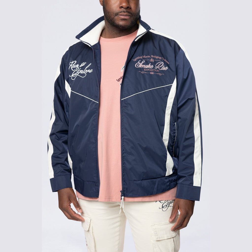 Smoke Rise Big and Tall Big and Tall - Colorblock Windbreaker Jacket - Navy