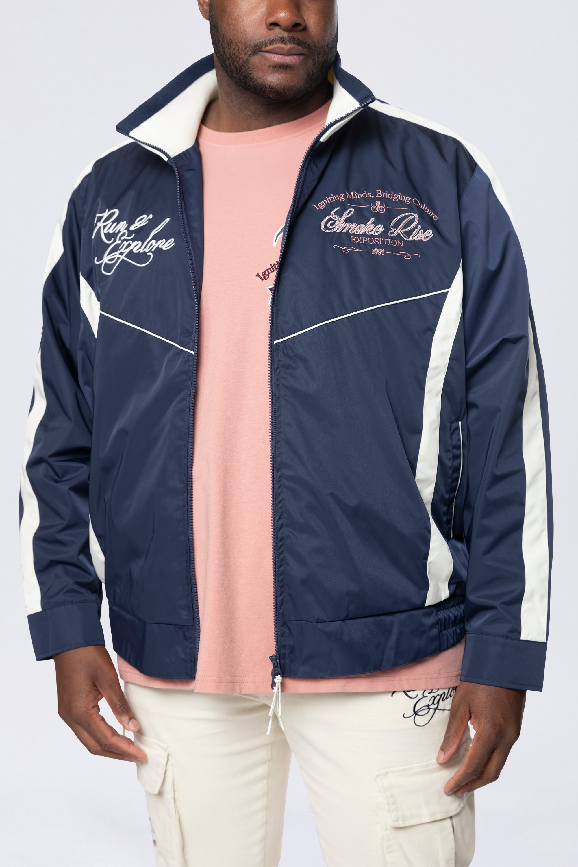 Big and Tall - Colorblock Windbreaker Jacket - Navy