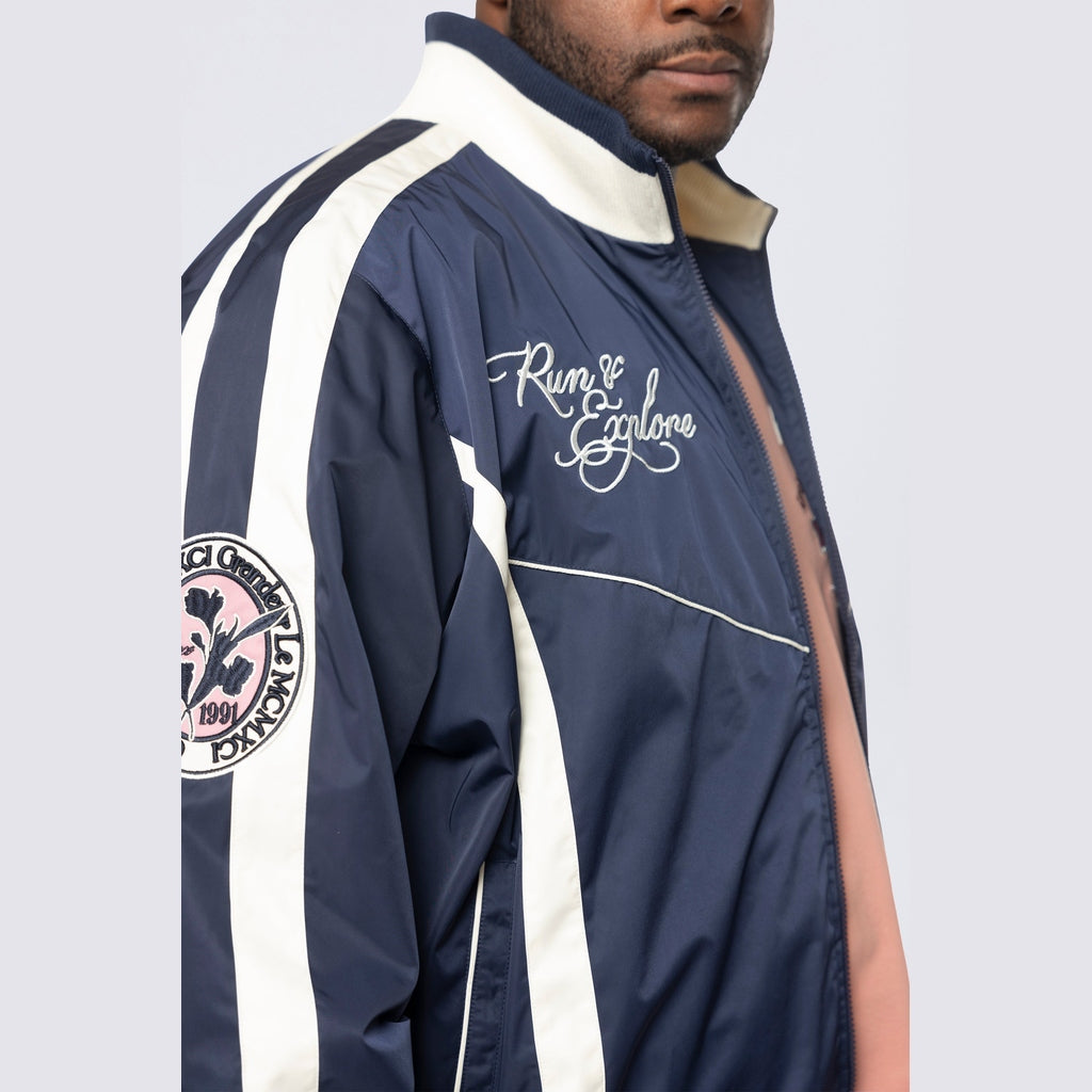 Smoke Rise Big and Tall Big and Tall - Colorblock Windbreaker Jacket - Navy