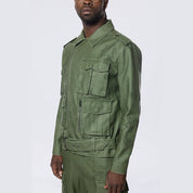 Smoke Rise Washed Vegan Leather Biker Jacket - Washed Deep Olive
