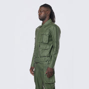 Smoke Rise Washed Vegan Leather Biker Jacket - Washed Deep Olive