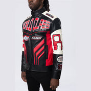 Smoke Rise Vegan Leather Racing Jacket - Red