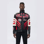 Smoke Rise Vegan Leather Racing Jacket - Red