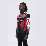 Smoke Rise Vegan Leather Racing Jacket - Red