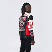 Vegan Leather Racing Jacket - Red