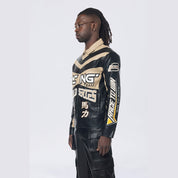 Smoke Rise Vegan Leather Racing Jacket - Khaki