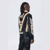 Smoke Rise Vegan Leather Racing Jacket - Khaki