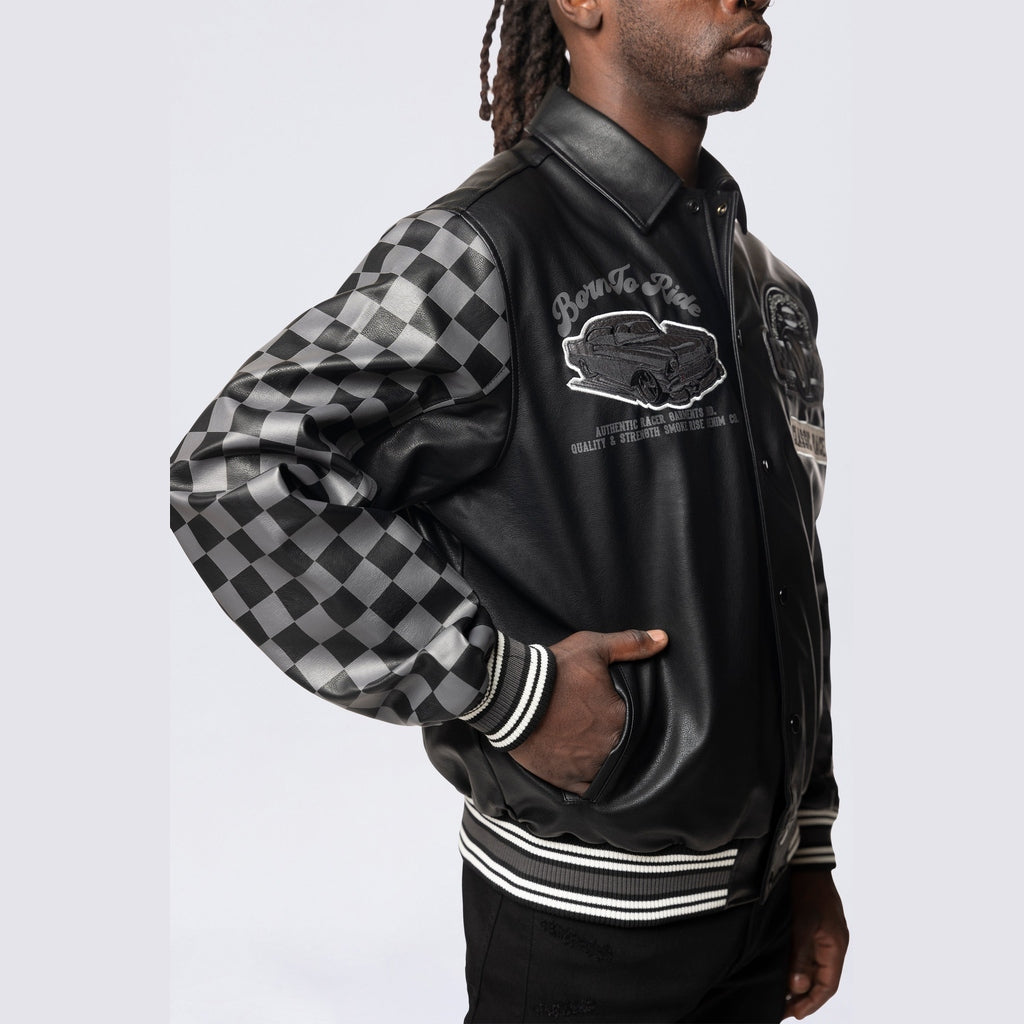 Smoke Rise Vegan Leather Racing Jacket - Black