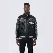 Smoke Rise Vegan Leather Racing Jacket - Black