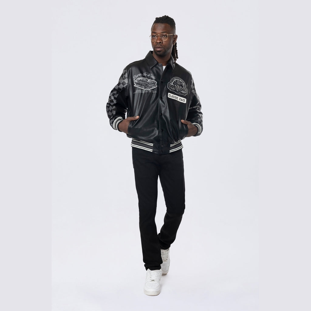 Smoke Rise Vegan Leather Racing Jacket - Black