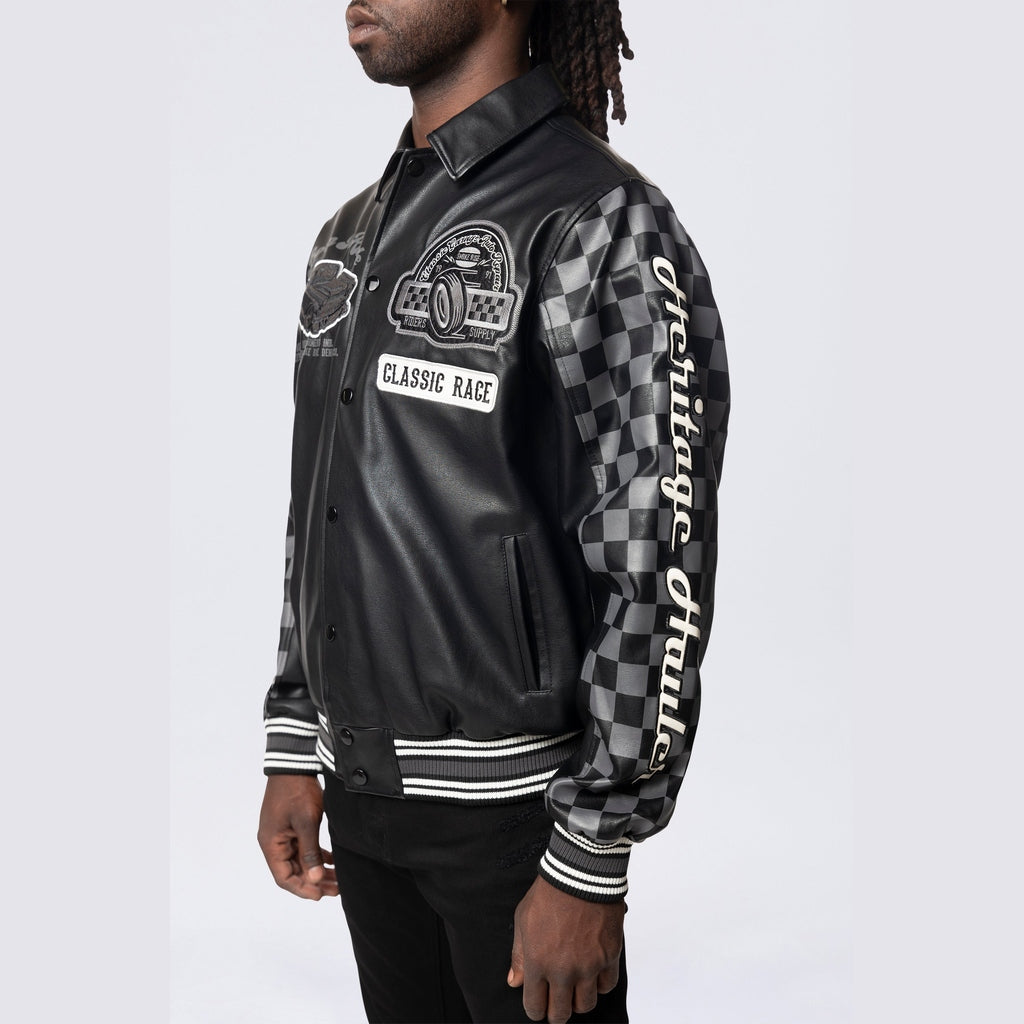 Smoke Rise Vegan Leather Racing Jacket - Black