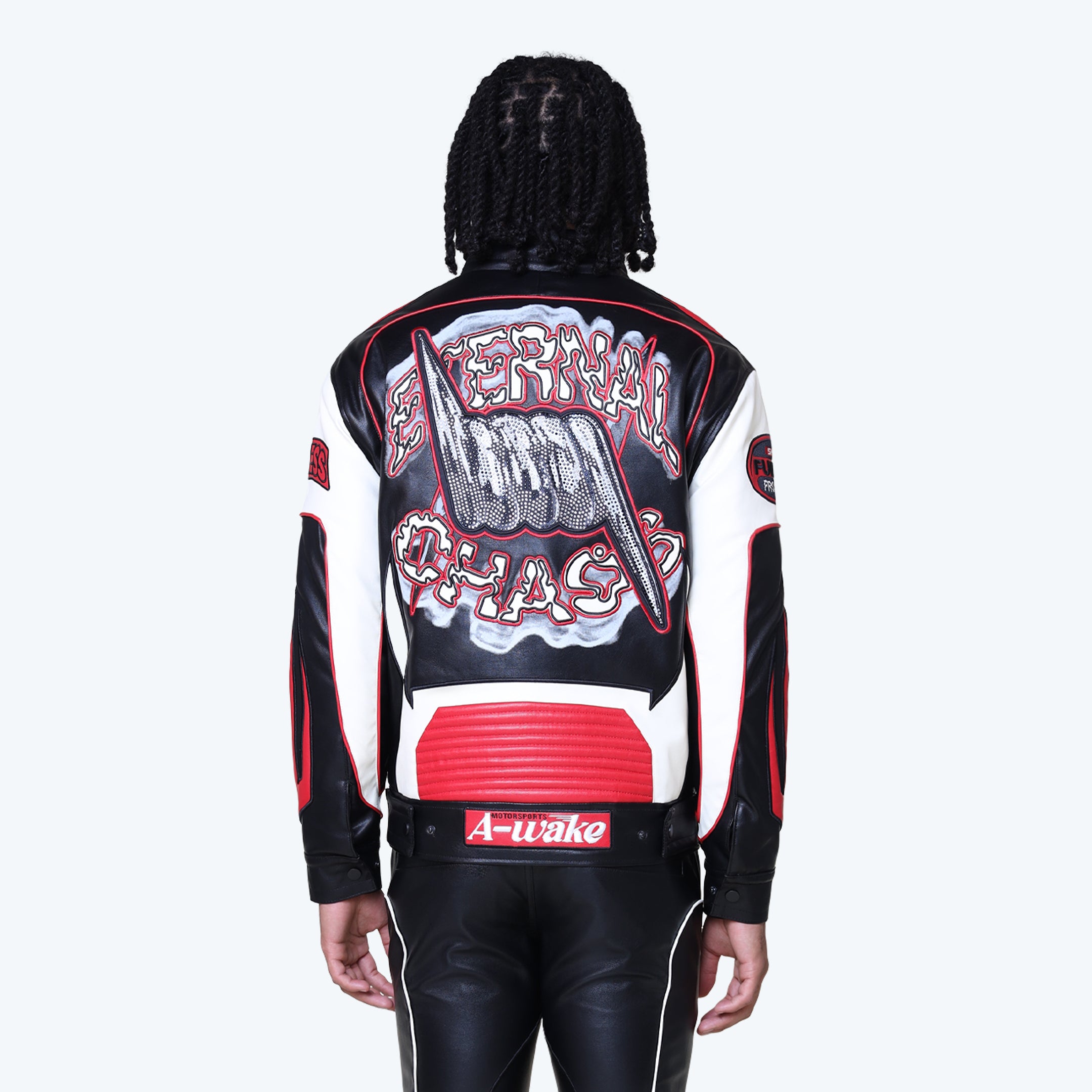 Chaos【カオス】　ダブルライダース　レッド 38 Chaos Vegan Leather Racing Jacket - Red – Smoke Rise NY