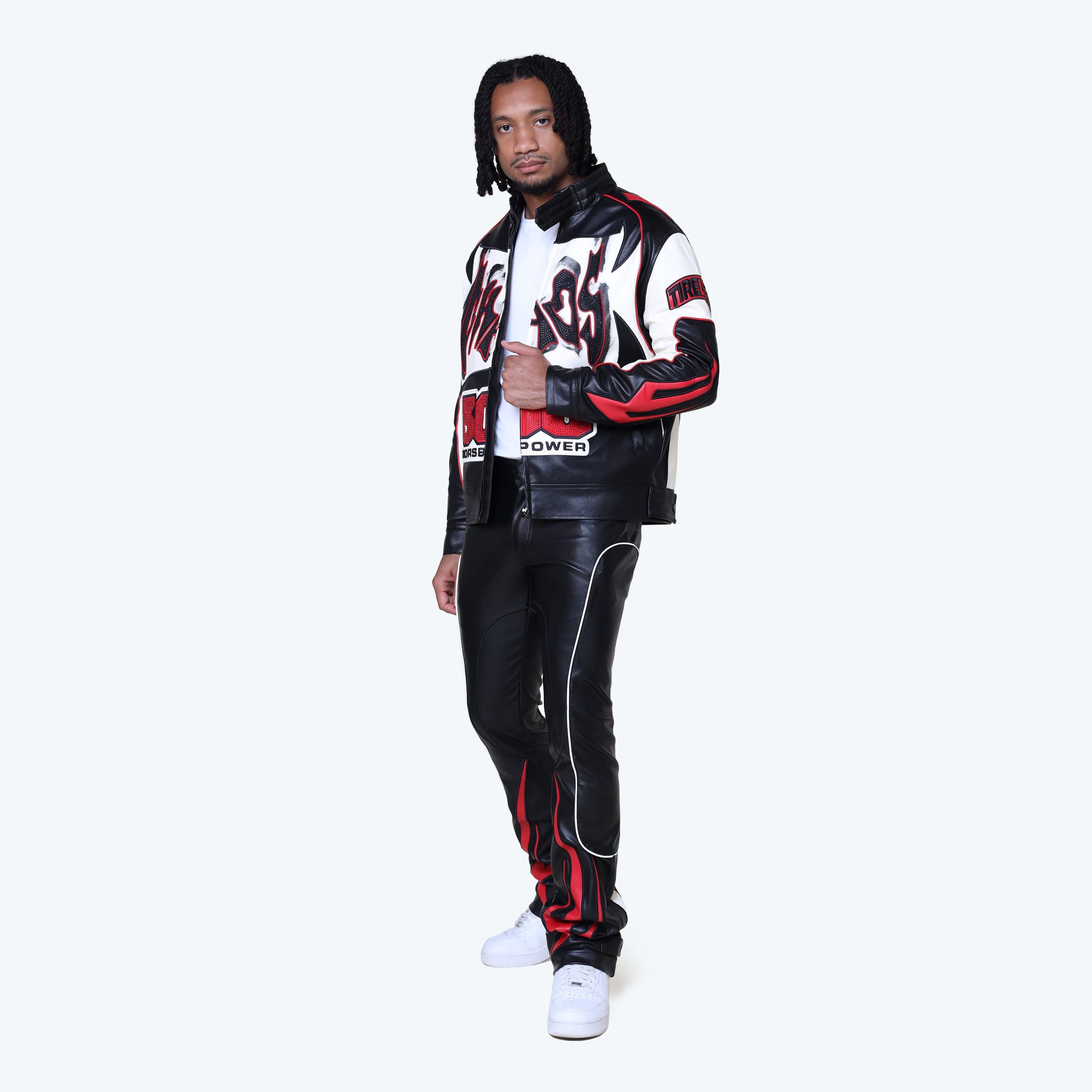 Chaos Vegan Leather Racing Jacket - Red