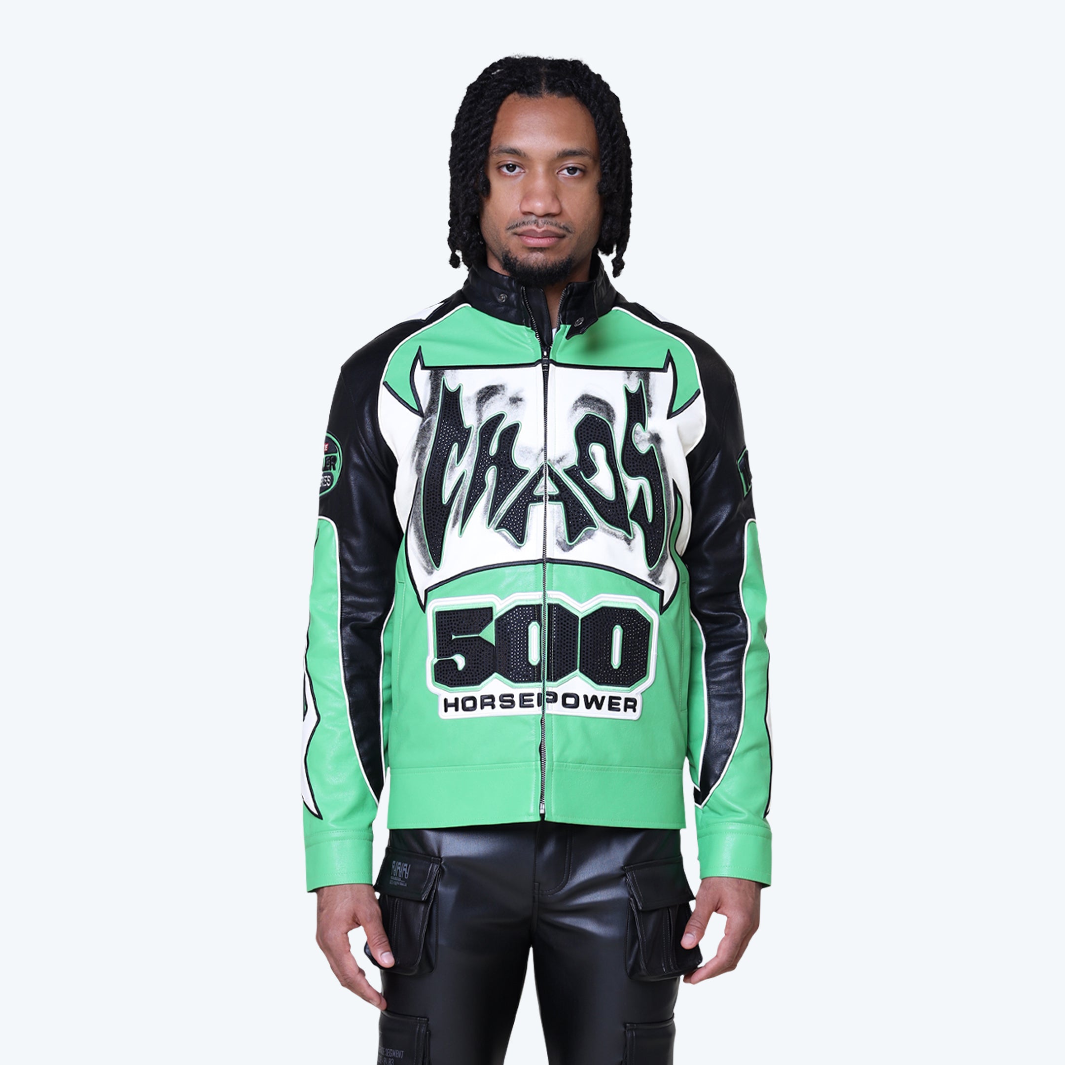 Chaos Vegan Leather Racing Jacket - Vibrant Green