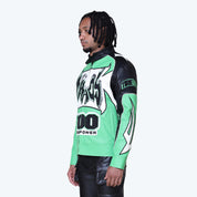 Chaos Vegan Leather Racing Jacket - Vibrant Green