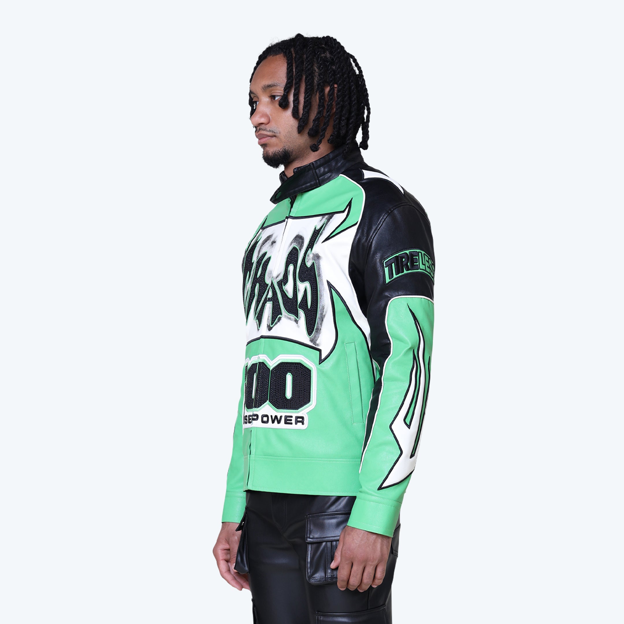 Chaos Vegan Leather Racing Jacket - Vibrant Green
