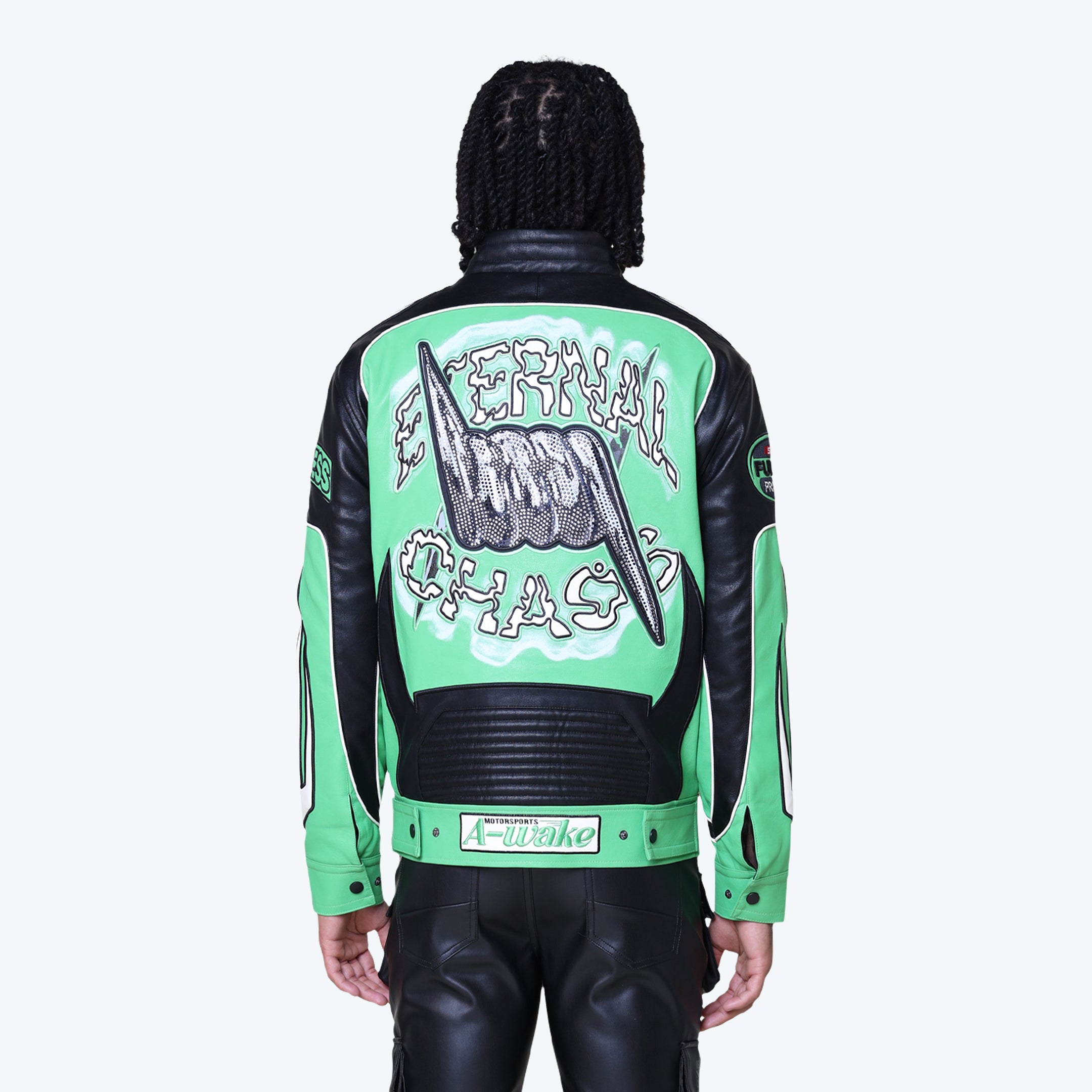 Chaos Vegan Leather Racing Jacket - Vibrant Green