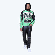 Chaos Vegan Leather Racing Jacket - Vibrant Green