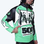 Chaos Vegan Leather Racing Jacket - Vibrant Green