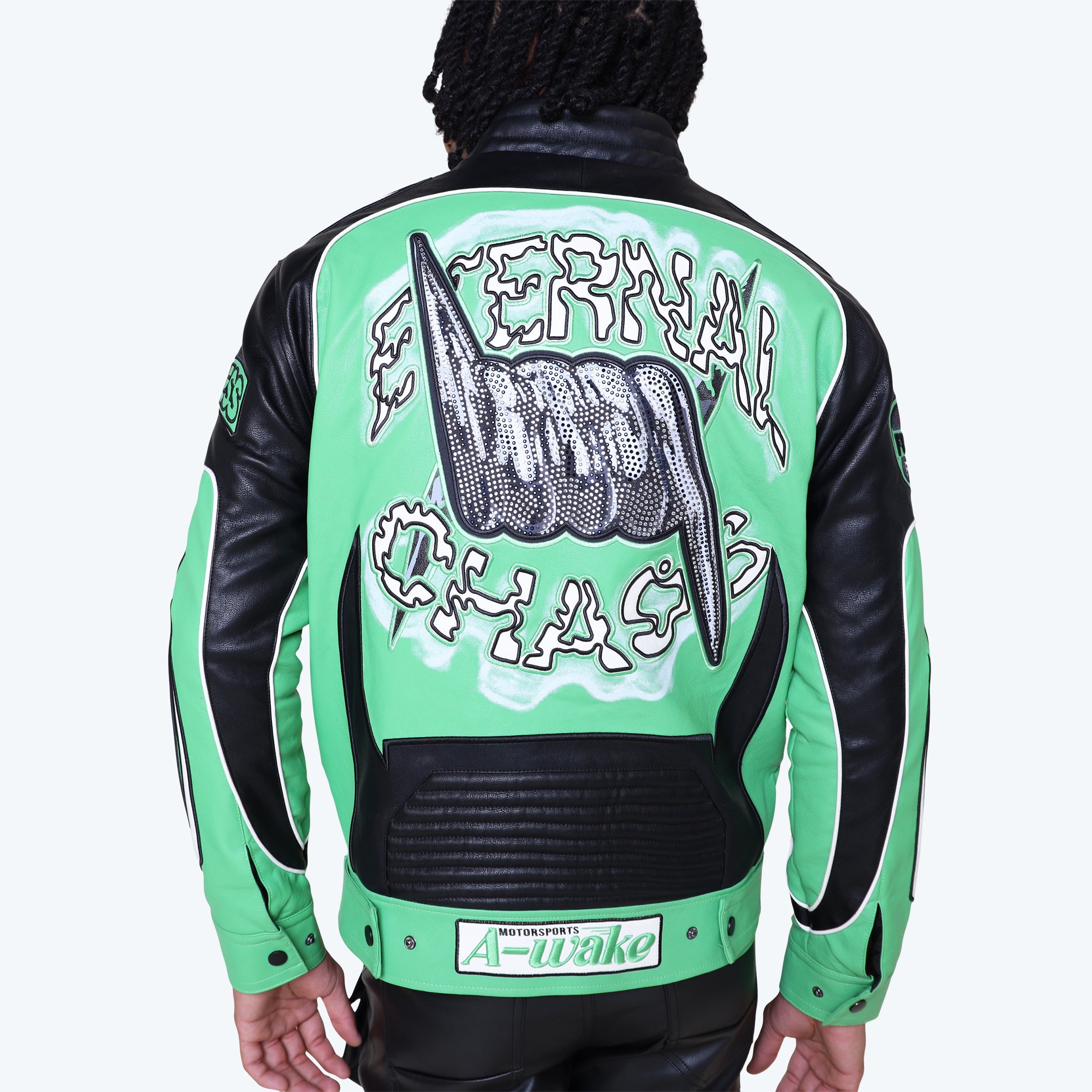 Chaos Vegan Leather Racing Jacket - Vibrant Green