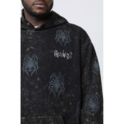 Smoke Rise Big and Tall Big and Tall - Rhinestone Printed Collar Hoodie - Black