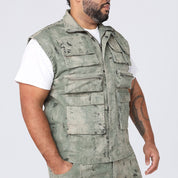 Big and Tall - Splatter Print Twill Utility Vest