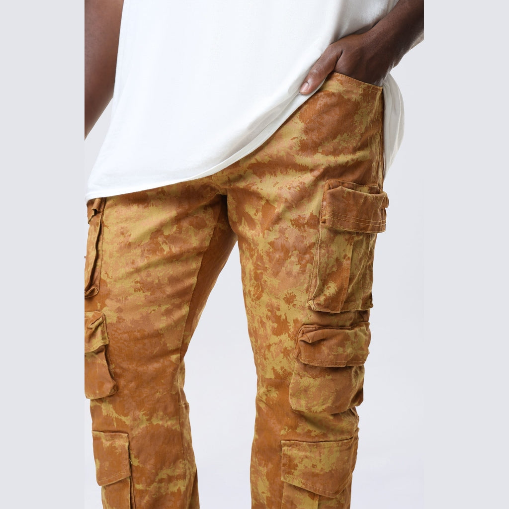 Smoke Rise Big and Tall Big and Tall - Utility Metallic Print Twill Pants - Mahogany