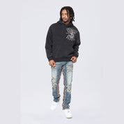 Smoke Rise Tapestry Varsity Hoodie - Black