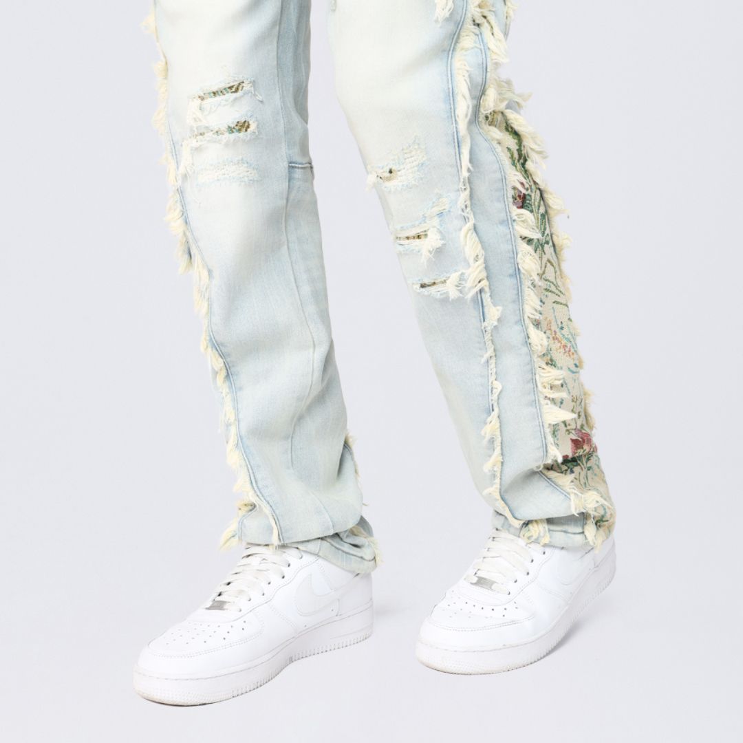 Straight Tapestry Embroidered Jeans