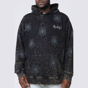 Smoke Rise Big and Tall Big and Tall - Rhinestone Printed Collar Hoodie - Black