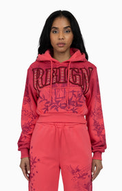 Oversprayed Studded Hoodie - Geranium Pink