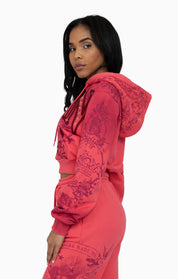 Oversprayed Studded Hoodie - Geranium Pink