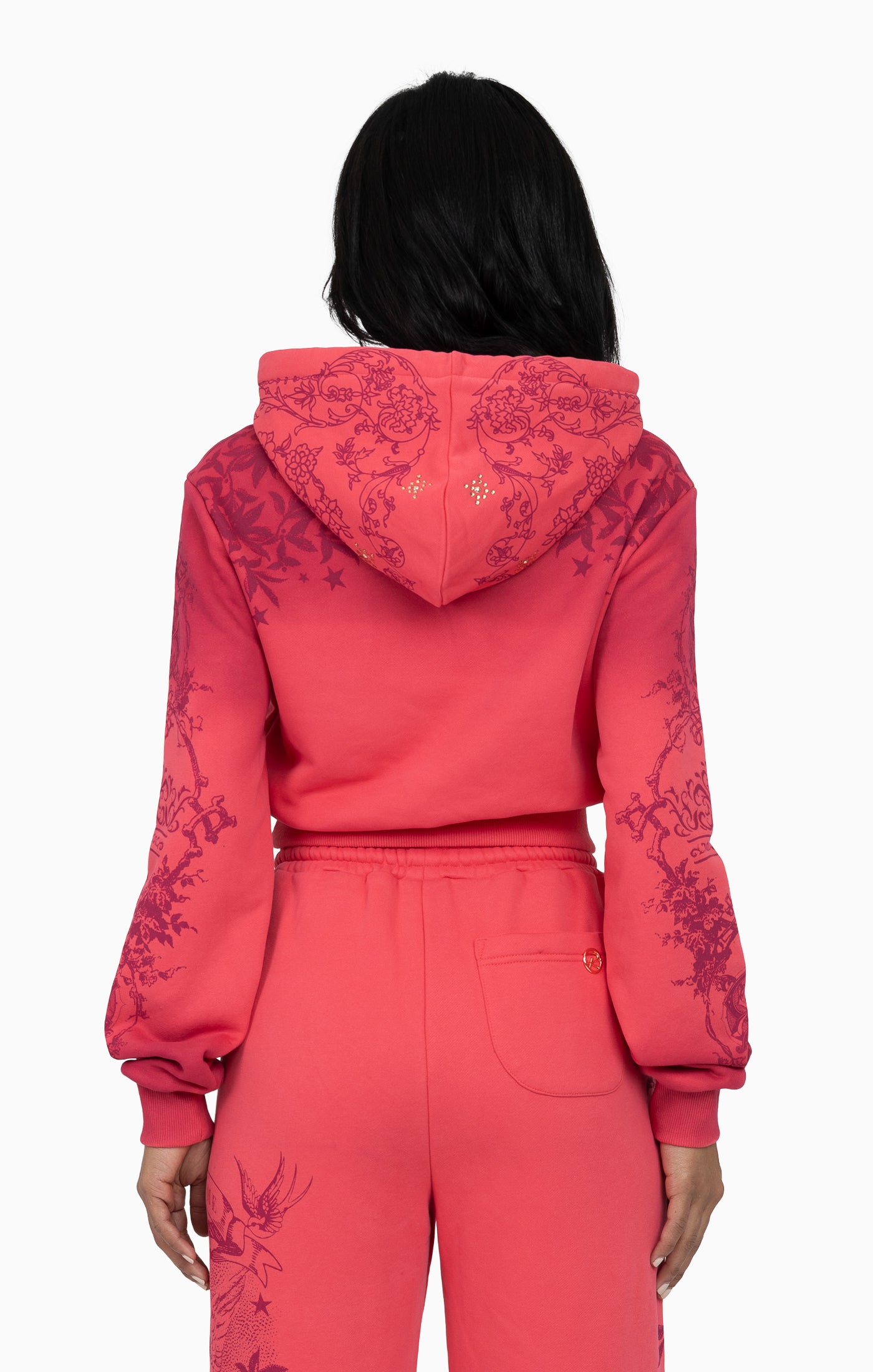 Oversprayed Studded Hoodie - Geranium Pink