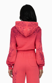 Oversprayed Studded Hoodie - Geranium Pink