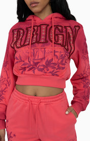 Oversprayed Studded Hoodie - Geranium Pink