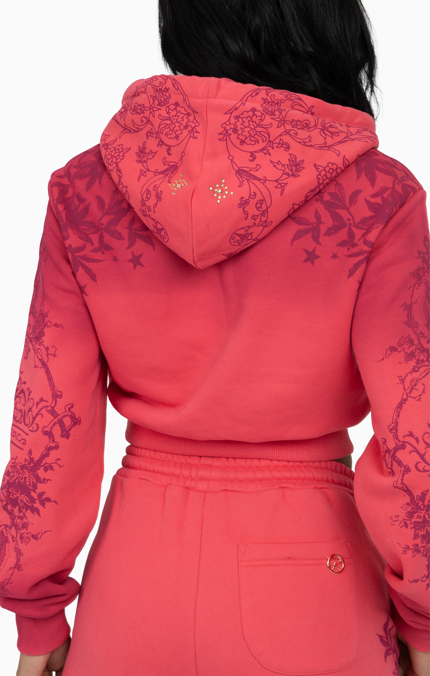 Oversprayed Studded Hoodie - Geranium Pink