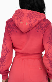 Oversprayed Studded Hoodie - Geranium Pink